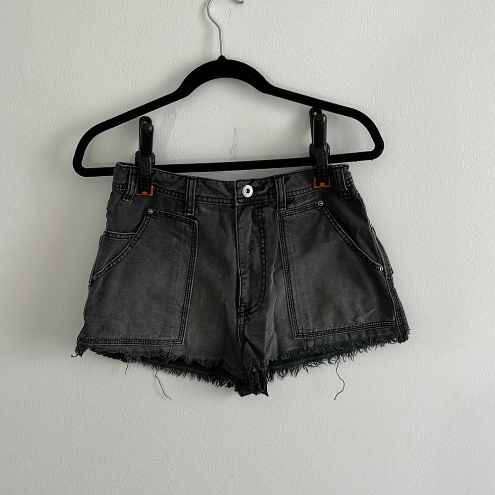 Black denim shorts
